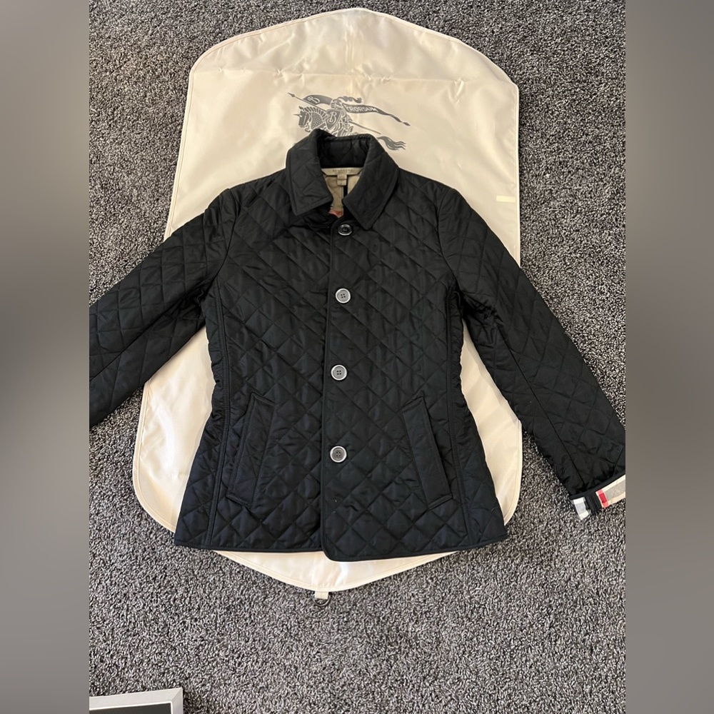 Authentic BURBERRY BRIT COPFORD Quilted Jacket Coat in Black - Size Small